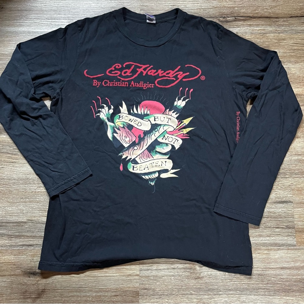 Ed Hardy long sleeve black tee shirt